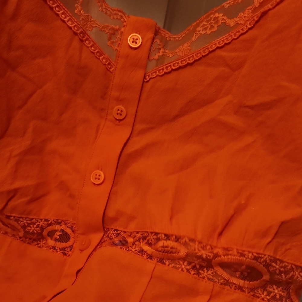 5/$25 3x [Torrid] Orange Cotton Lace Trim Camisole Top B1 - Picture 4 of 13
